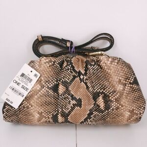 INC KJ Clutch Neutral Snake Gold Handbag‎ Crossbody Strap Magnetic Closure READ